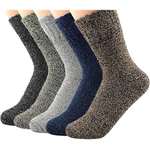 Sports Knit Pattern Womens Winter Socks Crew Cut Cashmere Retro Thick Warm Soft - Picture 1 of 7